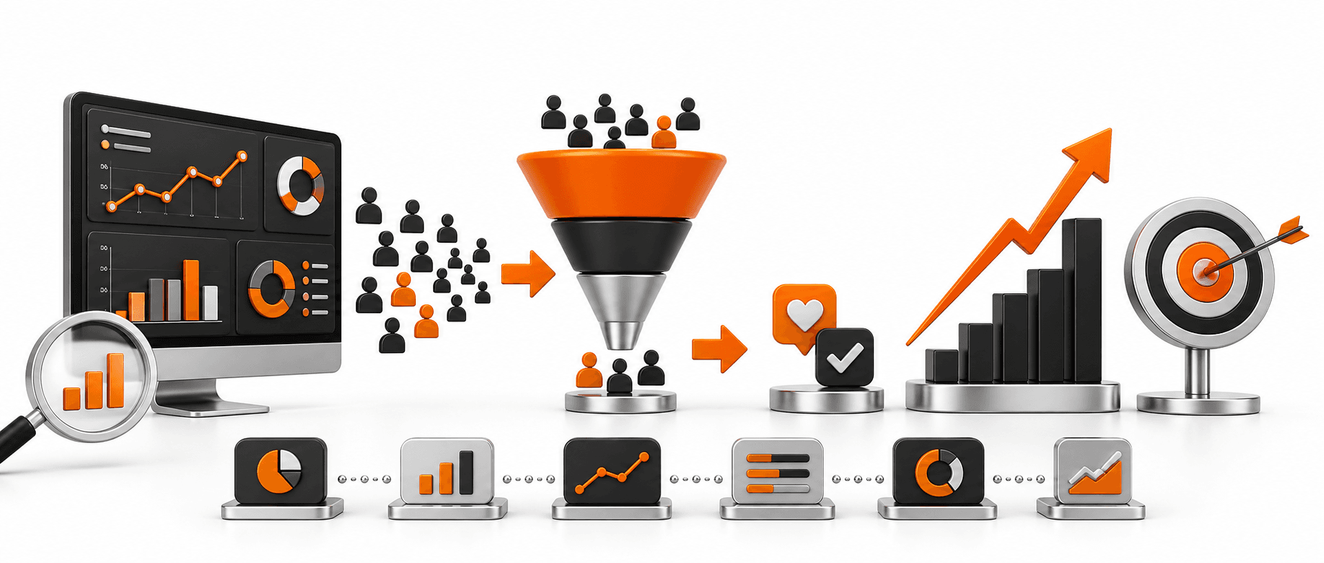 SEO performans metrikleri, dönüşüm hunisi ve organik büyüme analizi
